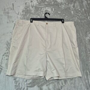Towncraft Mens Khaki Pleated Chino Shorts 50W Wrinkle Free Stain Release Beige